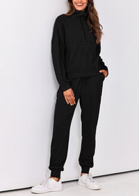Ensemble 2 pièces cosy — sweat zippé + pantalon jogging assorti, survêtement parfait pour l'automne, l'hiver et les voyages