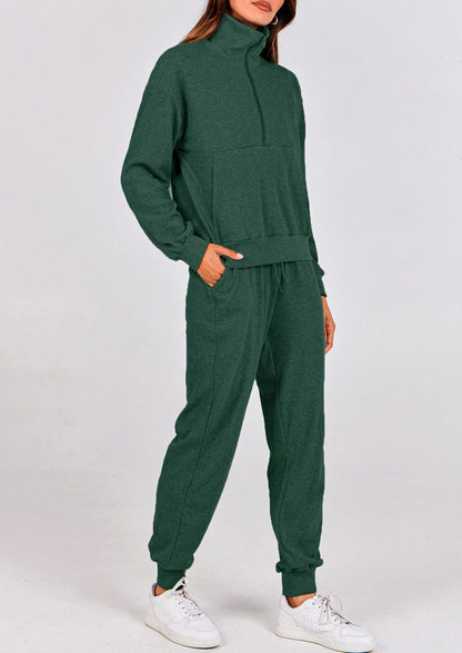 Ensemble 2 pièces cosy — sweat zippé + pantalon jogging assorti, survêtement parfait pour l'automne, l'hiver et les voyages