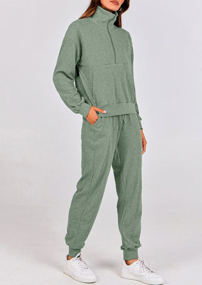 Ensemble 2 pièces cosy — sweat zippé + pantalon jogging assorti, survêtement parfait pour l'automne, l'hiver et les voyages
