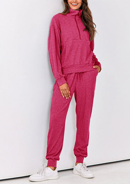 Ensemble 2 pièces cosy — sweat zippé + pantalon jogging assorti, survêtement parfait pour l'automne, l'hiver et les voyages