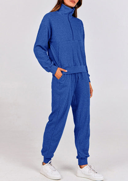 Ensemble 2 pièces cosy — sweat zippé + pantalon jogging assorti, survêtement parfait pour l'automne, l'hiver et les voyages